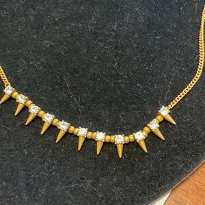 Stella & Dot Gold Spike Necklace with Crystal Accents